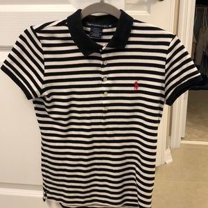 Black and white stripped Ralph Lauren polo t shirt